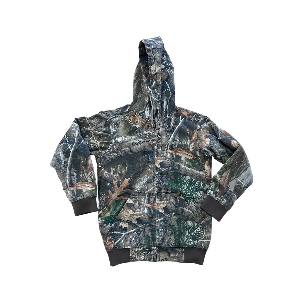 Magellan Outdoors Mens Small Realtree Camo Full Zip Hooded Jacket Bomber